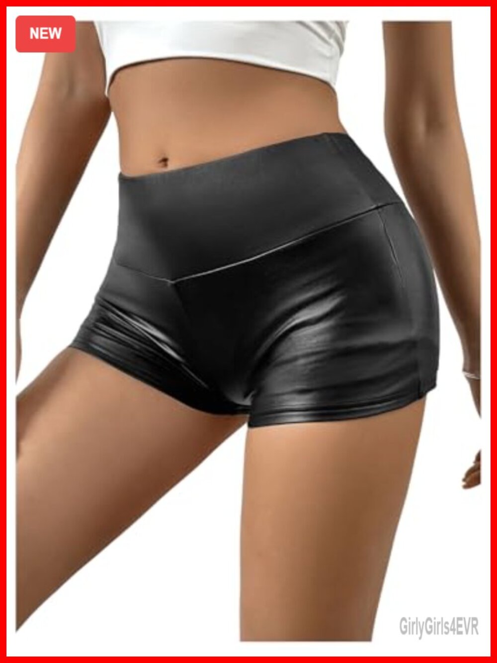 PU Leather Skinny Biker Shorts Low Rise Sexy Club Party Night Out